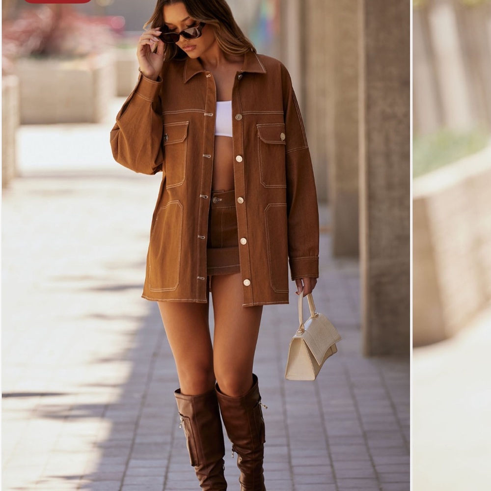 Fashion nova Cognac  Women's denim skirt set